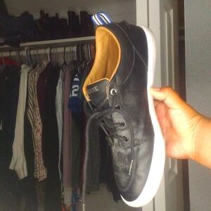 Lacoste black with tan and blue with silver alligator 7.5